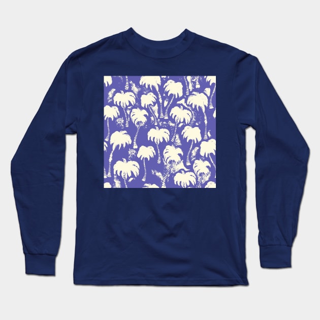 Very Peri Aloha Palm Trees Long Sleeve T-Shirt by Carolina Díaz